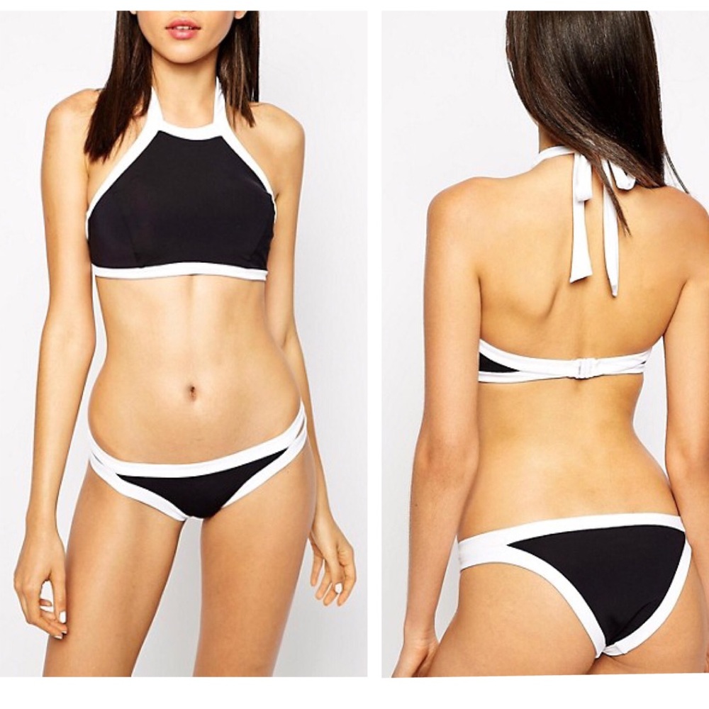 SEAFOLLY Black Halter Top / Bikini Bottom Swim Set